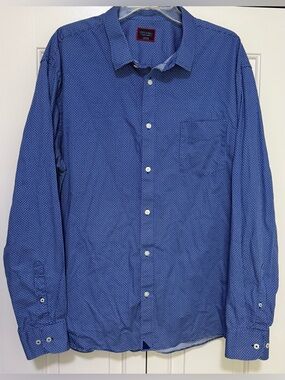 Untuckit Vitanza Mens XXXL Blue White Cotton Button Down Shirt